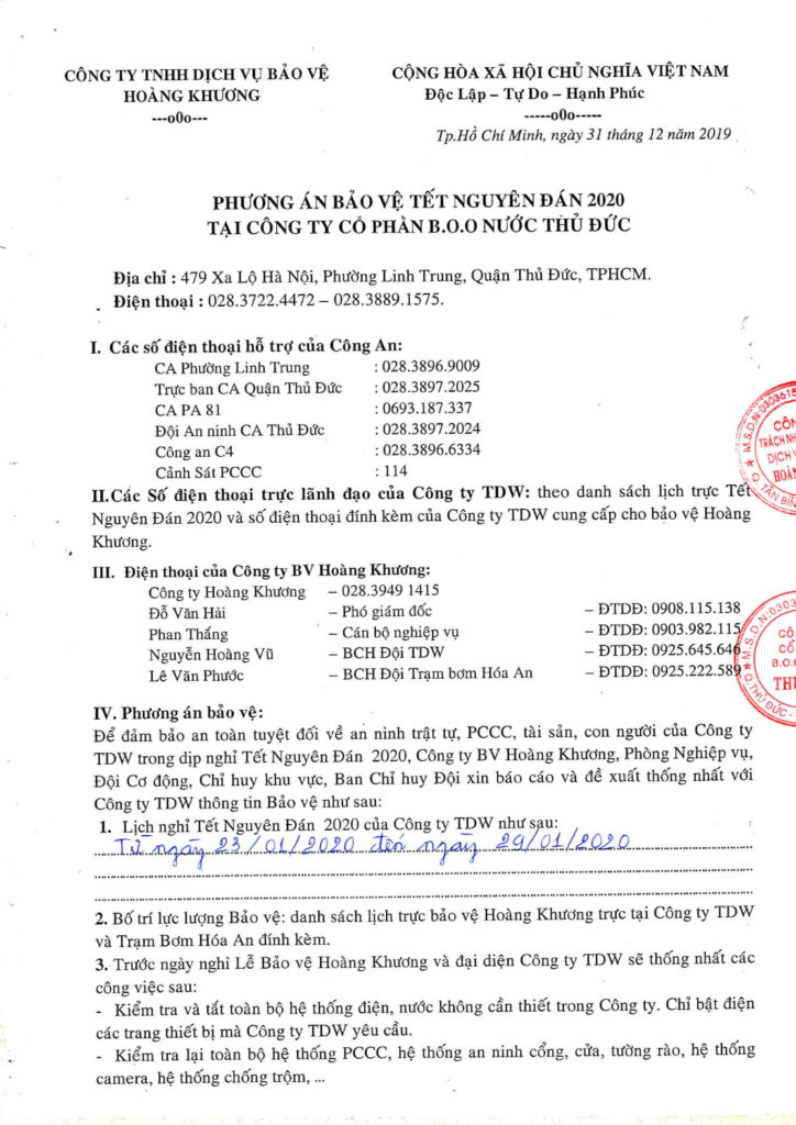 mẫu phương án bảo vệ cơ quan